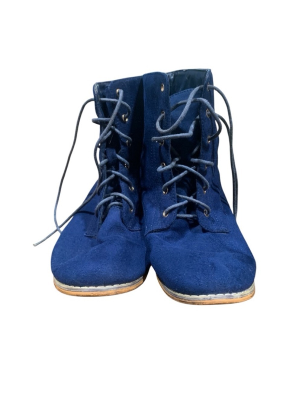 Vntg 90’s Women's BU Collection Blue Suede Lace Up Boots Size 9